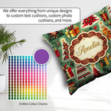 Custom Name Colorful Christmas Trees Snowflakes Festive Seamless Square Filled Cushion Throw Pillow Sofa Bed Home Decor Zip Washable UK Made