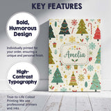 Personalised Name Cute Christmas Trees Custom  Modern Room Accent Elegant Feature Canvas Wall Art Print Decor Picture Ready to Hang