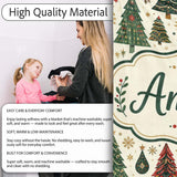 Decorative Christmas Tree Motifs with Snowflakes and Starbursts  Personalised Custom Name Super Soft Fleece Blanket Bed Sofa Throw