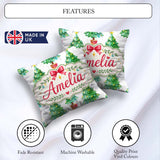 Custom Name Watercolor Trees with Lights and Stars Cute Seamless Square Filled Cushion Throw Pillow Sofa Bed Home Decor Zip Washable UK Made