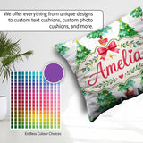 Custom Name Watercolor Trees with Lights and Stars Cute Seamless Square Filled Cushion Throw Pillow Sofa Bed Home Decor Zip Washable UK Made