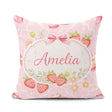 Custom Name Strawberry Cherry Daisy Seamless Blush Pink Coquette Square Filled Cushion Throw Pillow Sofa Bed Home Decor Zip Washable UK Made