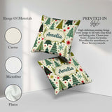 Custom Name Scandinavian Trees with Stars Snowflakes and Festive Square Filled Cushion Throw Pillow Sofa Bed Home Decor Zip Washable UK Made