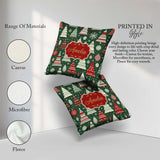 Custom Name Nordic Trees with Ornaments Snowflakes and Red Green Square Filled Cushion Throw Pillow Sofa Bed Home Decor Zip Washable UK Made