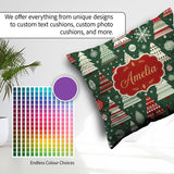 Custom Name Nordic Trees with Ornaments Snowflakes and Red Green Square Filled Cushion Throw Pillow Sofa Bed Home Decor Zip Washable UK Made