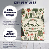 Personalised Name Classic Christmas Tree Custom  Unique Gift Idea Elegant Feature Canvas Wall Art Print Decor Picture Ready to Hang