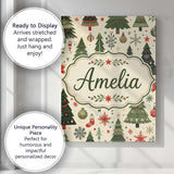 Personalised Name Classic Christmas Tree Custom  Unique Gift Idea Elegant Feature Canvas Wall Art Print Decor Picture Ready to Hang