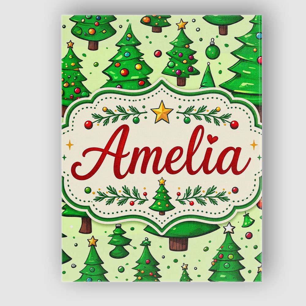 Personalised Name Cartoon Style Christmas Custom  Unique Gift Idea Elegant Feature Canvas Wall Art Print Decor Picture Ready to Hang