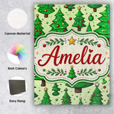 Personalised Name Cartoon Style Christmas Custom  Unique Gift Idea Elegant Feature Canvas Wall Art Print Decor Picture Ready to Hang