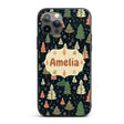 Winter Forest Christmas Trees with Snowflakes on Custom Name Protective Phone Case Mobile Cover Durable Everyday Smartphone Shock Resistant