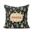 Custom Name Winter Christmas Trees with Snowflakes on Background Square Filled Cushion Throw Pillow Sofa Bed Home Decor Zip Washable UK Made