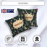 Custom Name Winter Christmas Trees with Snowflakes on Background Square Filled Cushion Throw Pillow Sofa Bed Home Decor Zip Washable UK Made