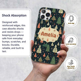 Winter Forest Christmas Trees with Snowflakes on Custom Name Protective Phone Case Mobile Cover Durable Everyday Smartphone Shock Resistant
