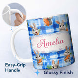 Personalized Custom Name Watercolor Iridescent Beetle Butterfly Insect Seamless Pattern 11oz Ceramic Coffee Tea Mug White Large Handle