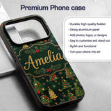 Vintage Christmas Trees with Red Gold Ornaments Custom Name Protective Phone Case Mobile Cover Durable Everyday Smartphone Shock Resistant