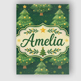 Personalised Name Cartoon Christmas Trees Custom  Unique Gift Idea Elegant Feature Canvas Wall Art Print Decor Picture Ready to Hang