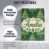 Personalised Name Cartoon Christmas Trees Custom  Unique Gift Idea Elegant Feature Canvas Wall Art Print Decor Picture Ready to Hang