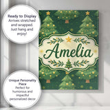 Personalised Name Cartoon Christmas Trees Custom  Unique Gift Idea Elegant Feature Canvas Wall Art Print Decor Picture Ready to Hang
