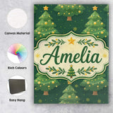 Personalised Name Cartoon Christmas Trees Custom  Unique Gift Idea Elegant Feature Canvas Wall Art Print Decor Picture Ready to Hang