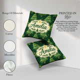 Custom Name Cartoon Trees with Golden Baubles and Stars Seamless Square Filled Cushion Throw Pillow Sofa Bed Home Decor Zip Washable UK Made