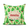 Custom Name Green Christmas Trees with Gifts Candy and Ornaments Square Filled Cushion Throw Pillow Sofa Bed Home Decor Zip Washable UK Made
