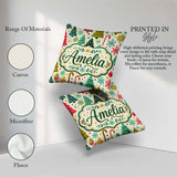 Custom Name Festive Christmas Trees Candy Canes Snowflakes Stars Square Filled Cushion Throw Pillow Sofa Bed Home Decor Zip Washable UK Made