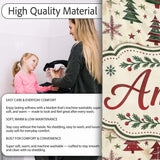 Classic Holiday Trees with Red Stars and Snowflakes Vintage Seamless  Personalised Custom Name Super Soft Fleece Blanket Bed Sofa Throw