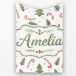 Christmas Trees Candy Canes Snowflakes Holiday Seamless Pattern  Personalised Custom Name Super Soft Fleece Blanket Bed Sofa Throw