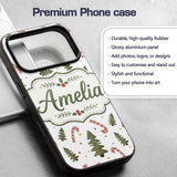 Christmas Trees Candy Canes Snowflakes Holiday Custom Name Protective Phone Case Mobile Cover Durable Everyday Smartphone Shock Resistant
