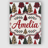 Personalised Name Leopard Plaid and Festive Custom  Bespoke Interior Contemporary Canvas Wall Art Print Decor Picture Ready to Hang