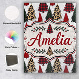 Personalised Name Leopard Plaid and Festive Custom  Bespoke Interior Contemporary Canvas Wall Art Print Decor Picture Ready to Hang