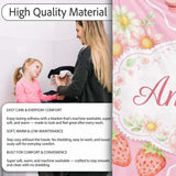 Strawberry Cherry Daisy Seamless Bright Pink Cute Coquette Floral  Personalised Custom Name Super Soft Fleece Blanket Bed Sofa Throw
