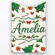 Cute Christmas Trees with Gingerbread Candy Canes and Gifts Seamless  Personalised Custom Name Super Soft Fleece Blanket Bed Sofa Throw
