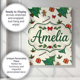 Personalised Name Cute Christmas Trees with Custom  Bespoke Interior Contemporary Canvas Wall Art Print Decor Picture Ready to Hang