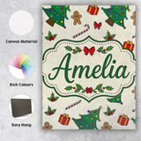Personalised Name Cute Christmas Trees with Custom  Bespoke Interior Contemporary Canvas Wall Art Print Decor Picture Ready to Hang