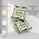 Custom Name Christmas Trees with Candy Canes and Gifts Seamless Square Filled Cushion Throw Pillow Sofa Bed Home Decor Zip Washable UK Made