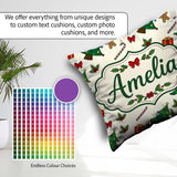 Custom Name Christmas Trees with Candy Canes and Gifts Seamless Square Filled Cushion Throw Pillow Sofa Bed Home Decor Zip Washable UK Made