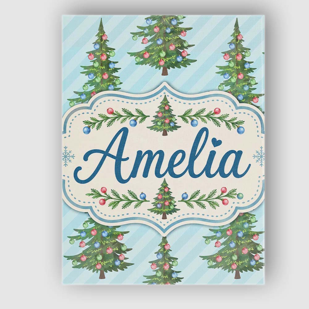 Personalised Name Decorated Christmas Trees Custom  Bespoke Interior Contemporary Canvas Wall Art Print Decor Picture Ready to Hang