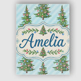 Personalised Name Decorated Christmas Trees Custom  Bespoke Interior Contemporary Canvas Wall Art Print Decor Picture Ready to Hang