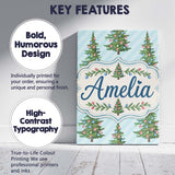 Personalised Name Decorated Christmas Trees Custom  Bespoke Interior Contemporary Canvas Wall Art Print Decor Picture Ready to Hang