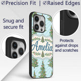 Decorated Christmas Trees with Colorful Baubles Custom Name Protective Phone Case Mobile Cover Durable Everyday Smartphone Shock Resistant