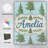 Personalised Name Decorated Christmas Trees Custom  Bespoke Interior Contemporary Canvas Wall Art Print Decor Picture Ready to Hang