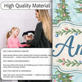 Decorated Christmas Trees with Colorful Baubles on Blue Striped  Personalised Custom Name Super Soft Fleece Blanket Bed Sofa Throw