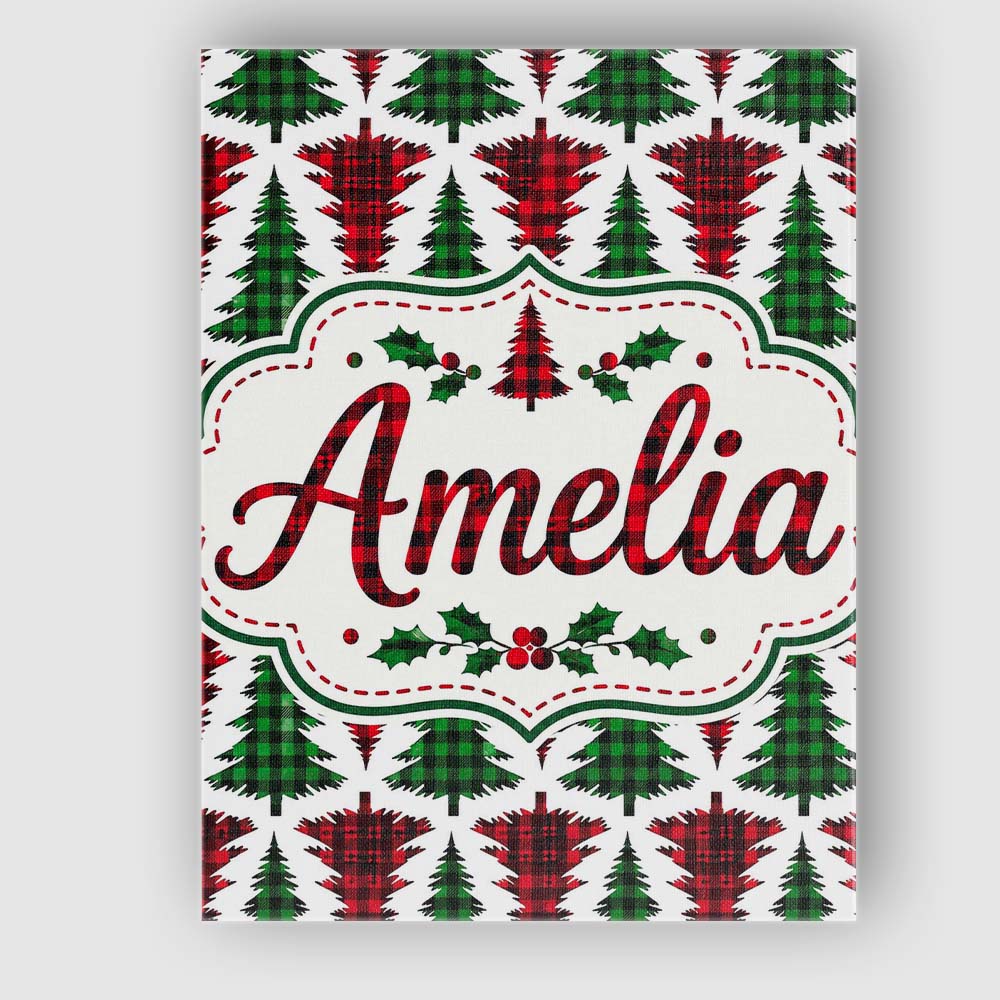 Personalised Name Buffalo Plaid Christmas Custom  Unique Gift Idea Elegant Feature Canvas Wall Art Print Decor Picture Ready to Hang