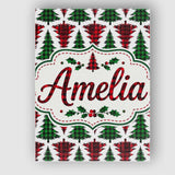 Personalised Name Buffalo Plaid Christmas Custom  Unique Gift Idea Elegant Feature Canvas Wall Art Print Decor Picture Ready to Hang