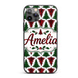 Buffalo Plaid Christmas Trees in Red and Green Custom Name Protective Phone Case Mobile Cover Durable Everyday Smartphone Shock Resistant