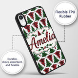 Buffalo Plaid Christmas Trees in Red and Green Custom Name Protective Phone Case Mobile Cover Durable Everyday Smartphone Shock Resistant