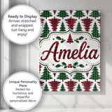 Personalised Name Buffalo Plaid Christmas Custom  Unique Gift Idea Elegant Feature Canvas Wall Art Print Decor Picture Ready to Hang