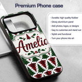 Buffalo Plaid Christmas Trees in Red and Green Custom Name Protective Phone Case Mobile Cover Durable Everyday Smartphone Shock Resistant
