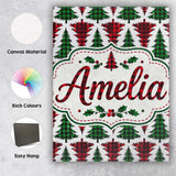 Personalised Name Buffalo Plaid Christmas Custom  Unique Gift Idea Elegant Feature Canvas Wall Art Print Decor Picture Ready to Hang